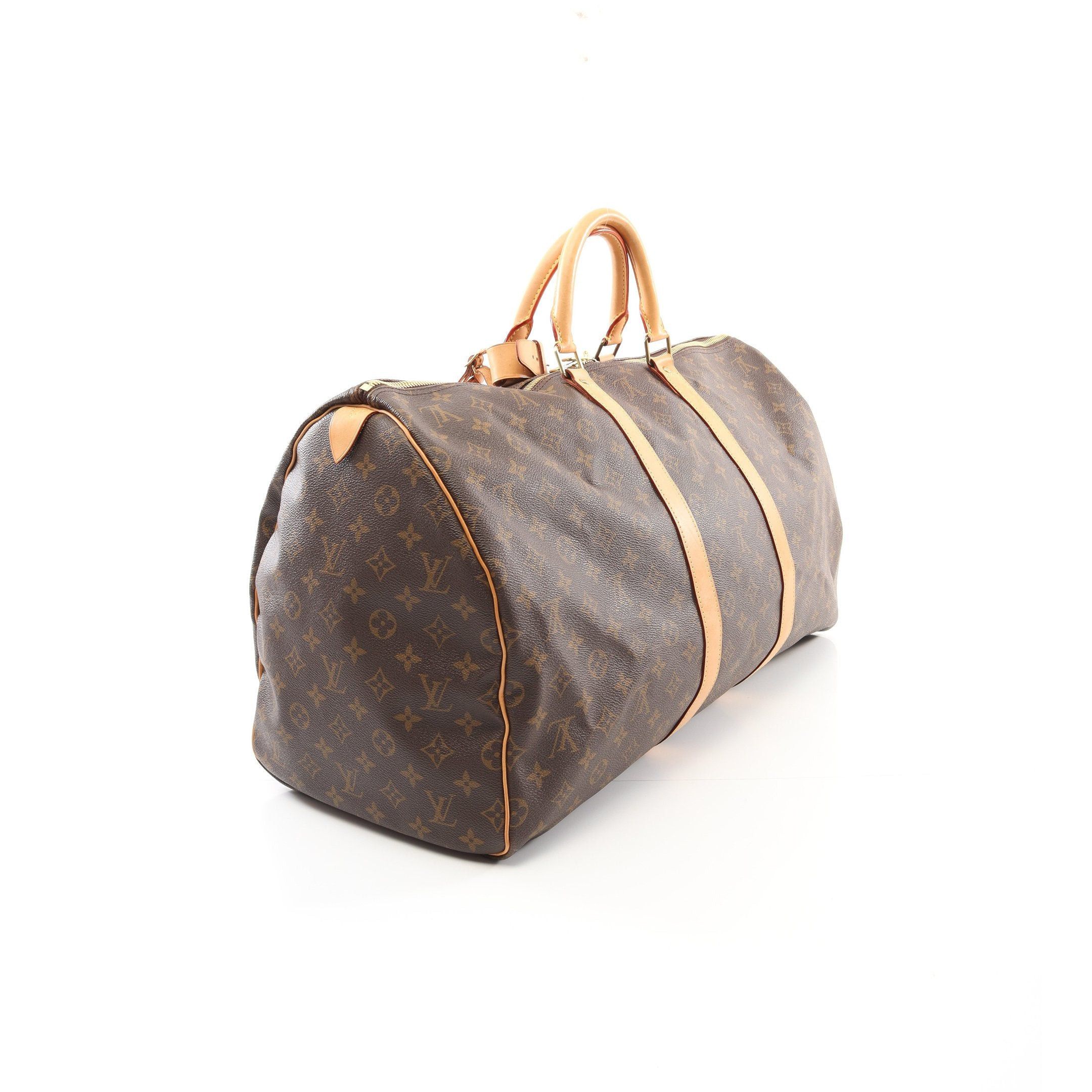 Louis Vuitton Louis Vuitton Keepall 55 Monogram Boston Bag Leather Brown Size ONE SIZE - 2 Thumbnail
