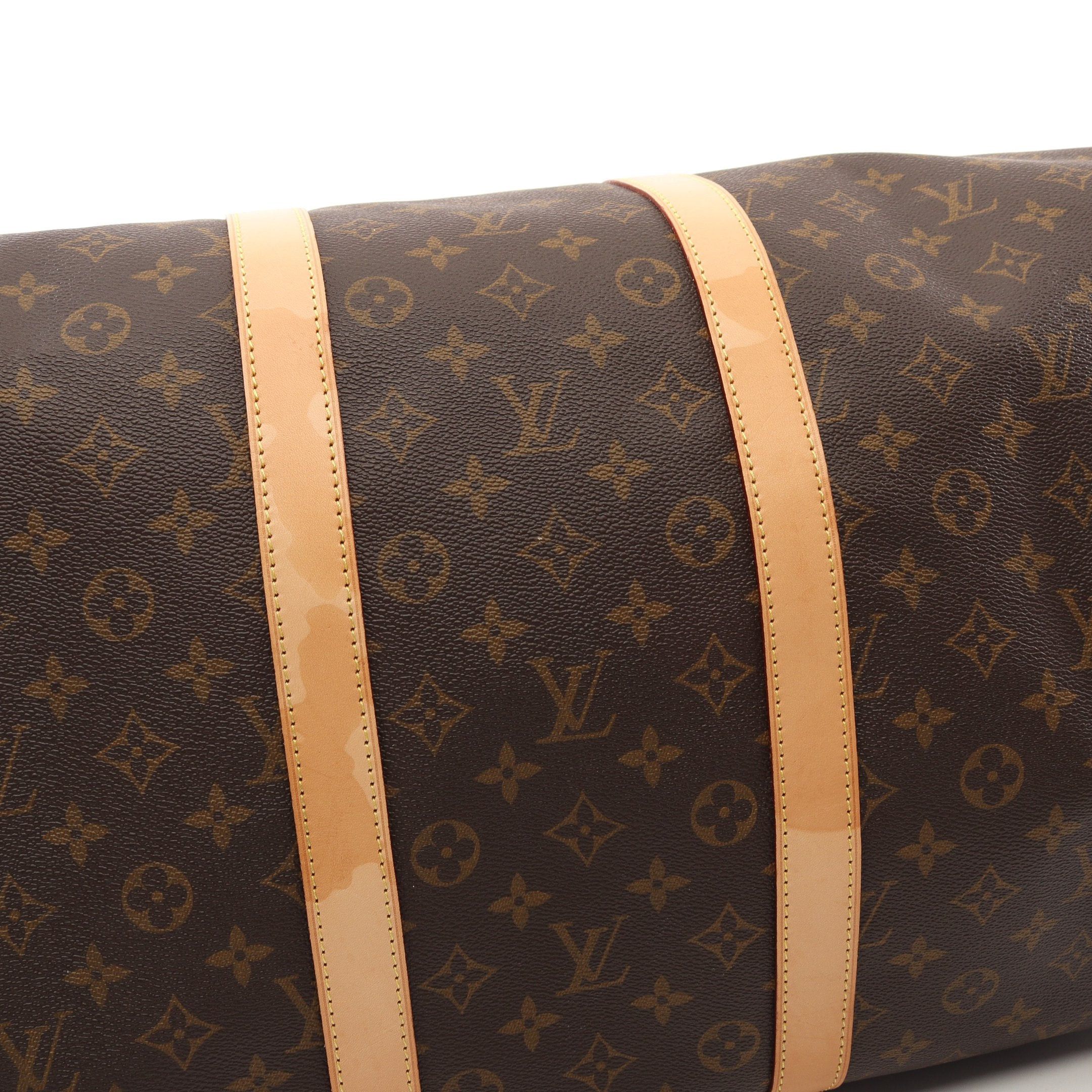 Louis Vuitton Louis Vuitton Keepall 55 Monogram Boston Bag Leather Brown Size ONE SIZE - 8 Thumbnail