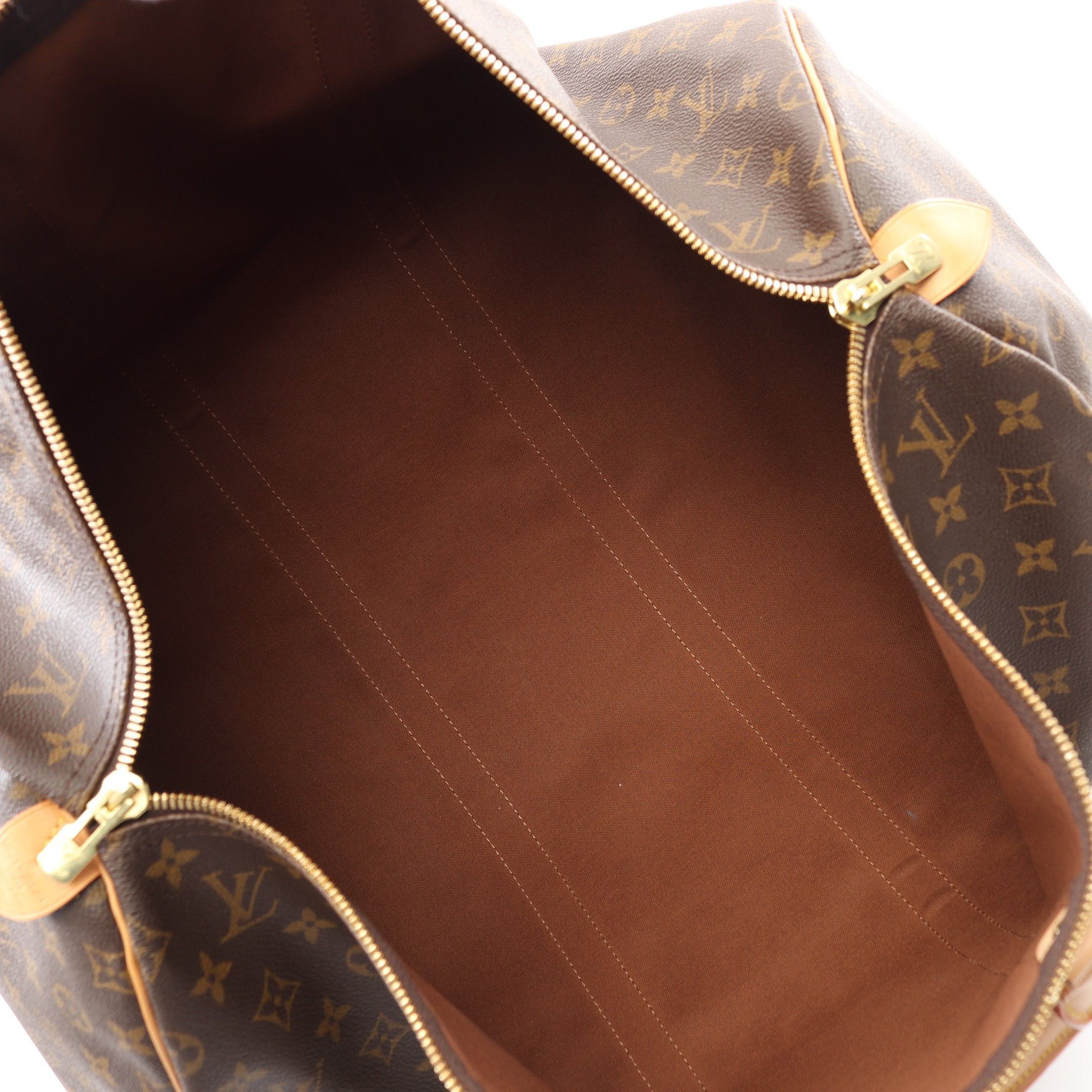 Louis Vuitton Louis Vuitton Keepall 55 Monogram Boston Bag Leather Brown Size ONE SIZE - 3 Thumbnail