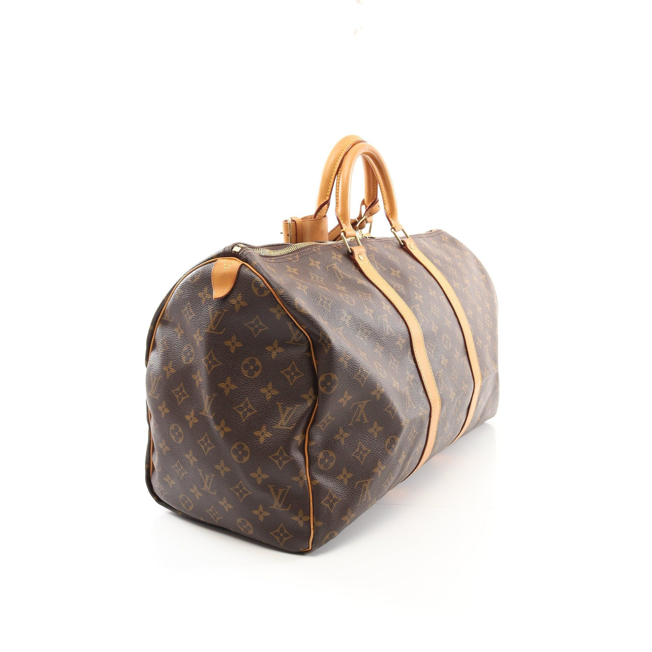 Louis Vuitton Louis Vuitton Keepall 50 Monogram Boston Bag Leather Brown Size ONE SIZE - 2 Thumbnail