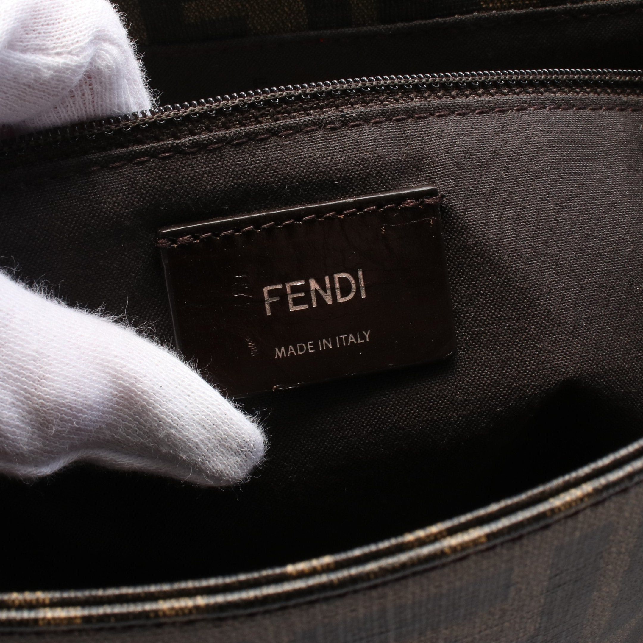 Fendi Fendi Zucca Shoulder Bag Leather Brown Dark Size ONE SIZE - 4 Thumbnail