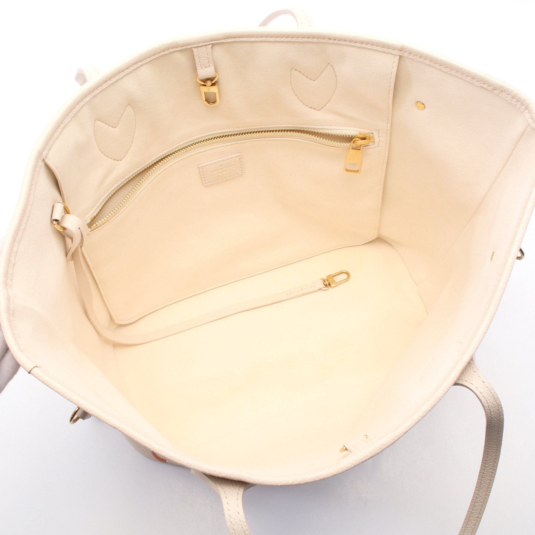 Louis Vuitton Louis Vuitton Neverfull Mm Monogram Empreinte Creme Saffron Shoulder Bag Leather Ivory Orange Yellow Size ONE SIZE - 3 Thumbnail