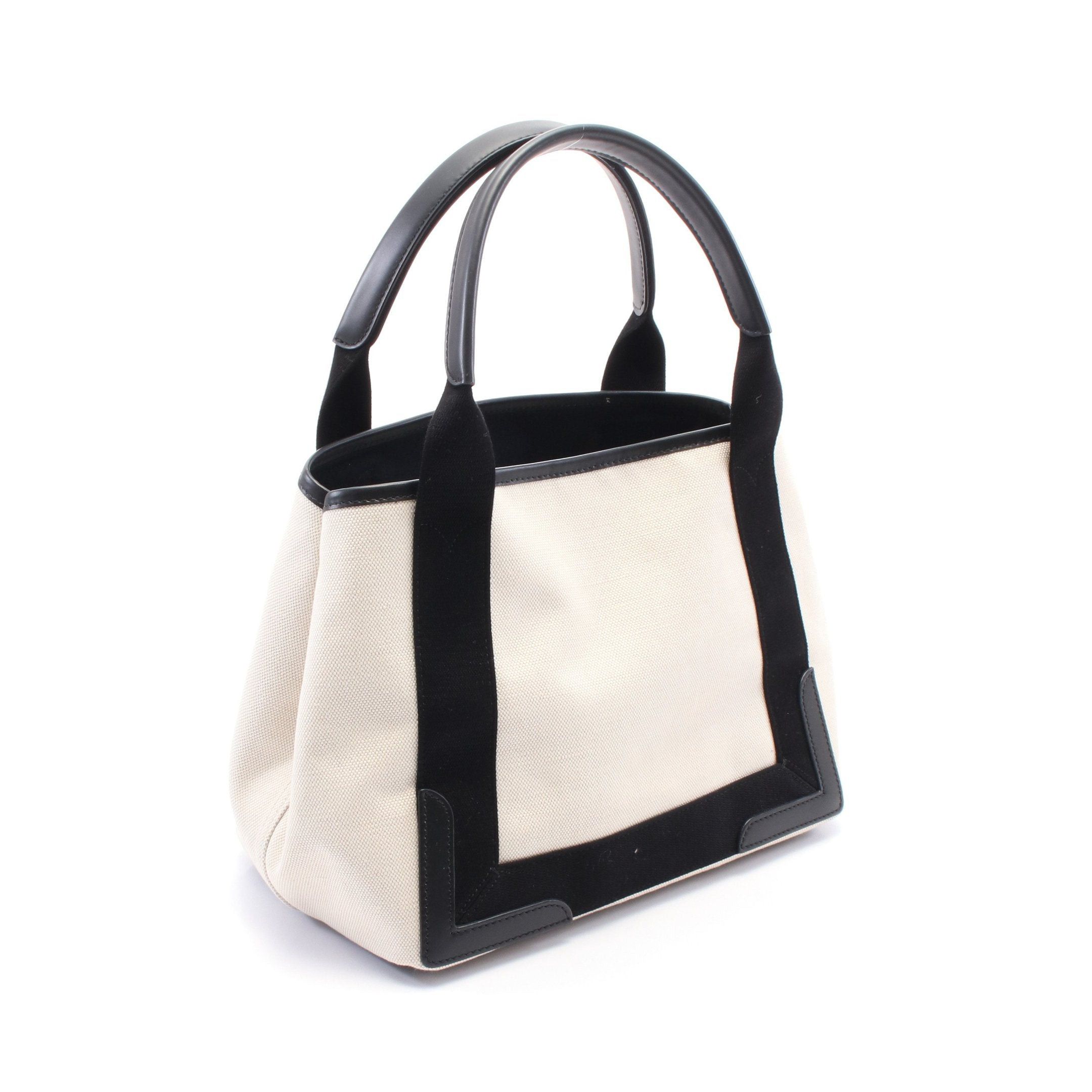 Balenciaga Balenciaga Navy Cabas S Hippopotamus Handbag Tote Bag Canvas Leather Ivory Black Size ONE SIZE - 2 Thumbnail