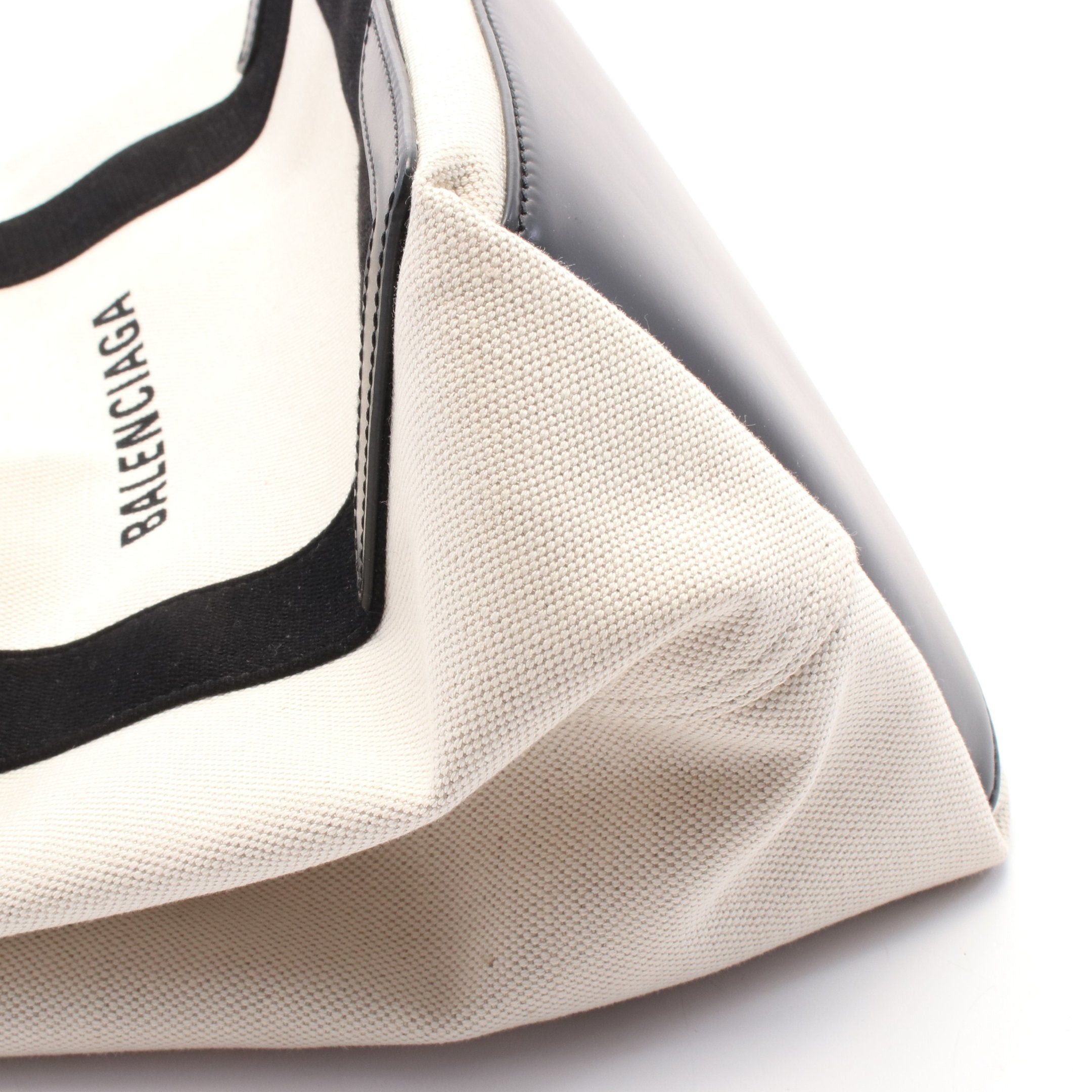 Balenciaga Balenciaga Navy Cabas S Hippopotamus Handbag Tote Bag Canvas Leather Ivory Black Size ONE SIZE - 5 Thumbnail