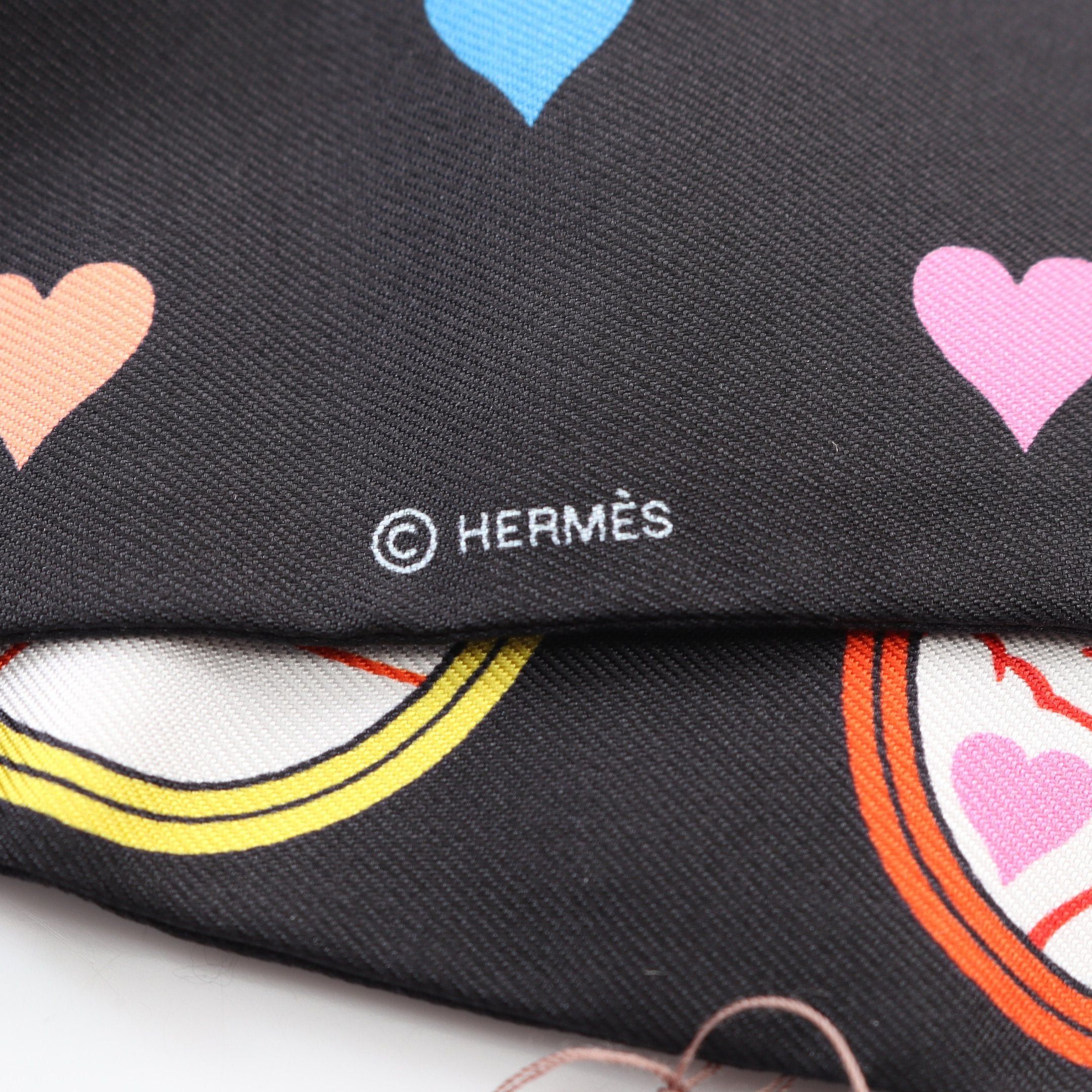 Hermes Hermes Twilly Tea Time Ribbon Scarf Silk Black Multicolor Size ONE SIZE - 2 Thumbnail