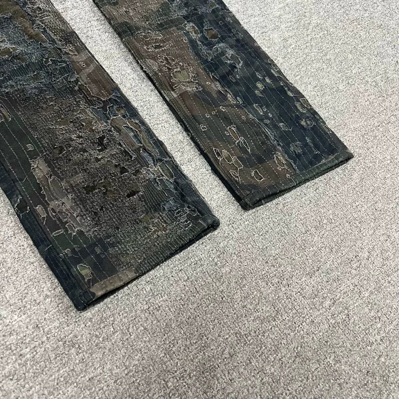 Givenchy Givenchy Black Green Distressed Denim Pants Size US 31 - 3 Thumbnail