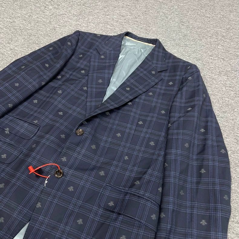 Gucci Gucci Checked Blazer with Bee Print Design Size US L / EU 52-54 / 3 - 3 Thumbnail
