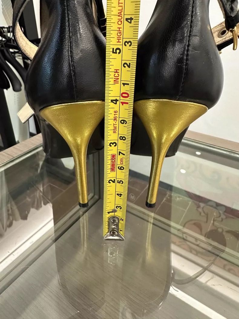 Moschino Moschino Black and Gold High Heels for Women Size US 7.5 / EU 40-41 - 9 Thumbnail