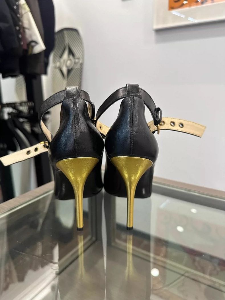 Moschino Moschino Black and Gold High Heels for Women Size US 7.5 / EU 40-41 - 4 Thumbnail