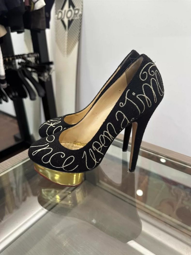 Charlotte Olympia Charlotte Olympia Black Patterned High Heels Size US 6.5 / EU 39-40 - 3 Thumbnail