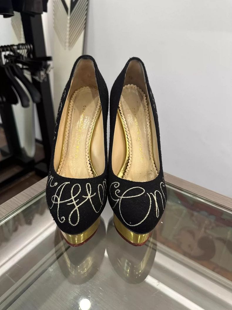 Charlotte Olympia Charlotte Olympia Black Patterned High Heels Size US 6.5 / EU 39-40 - 2 Thumbnail