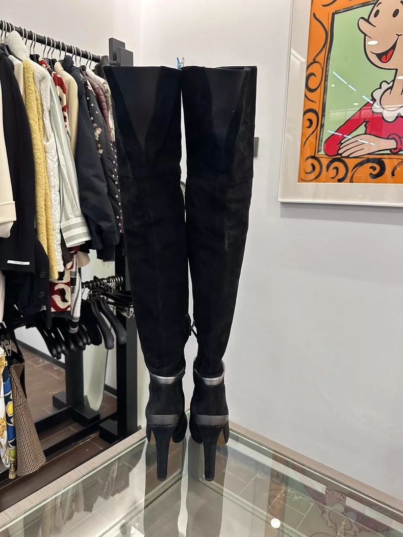 Fendi Fendi Black Suede Over-the-Knee Boots Size US 8 / EU 41 - 4 Thumbnail