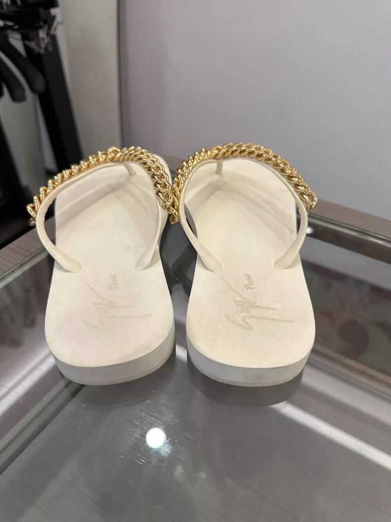 Giuseppe Zanotti Giuseppe Zanotti White Chain Flip Flops Sandals Size US 6 / EU 39 - 4 Thumbnail