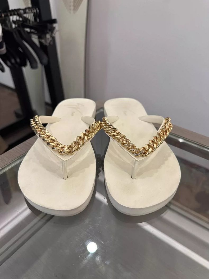 Giuseppe Zanotti Giuseppe Zanotti White Chain Flip Flops Sandals Size US 6 / EU 39 - 2 Thumbnail