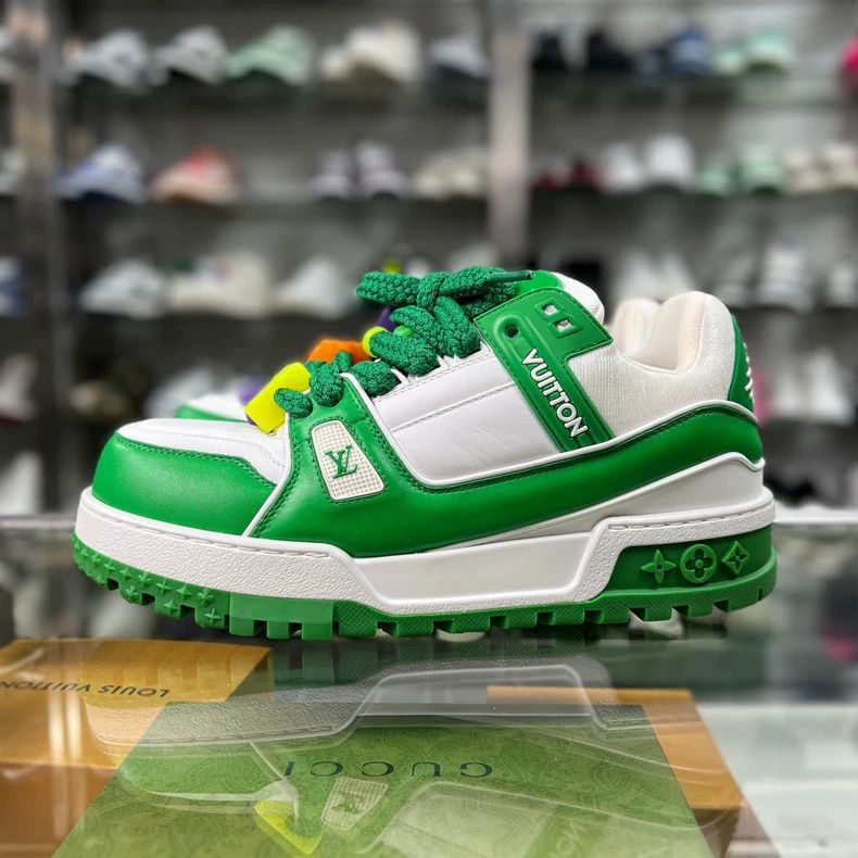 Louis Vuitton LV Trainer Maxi Sneakers in White Green Size US 8.5 / EU 41-42 - 2 Thumbnail