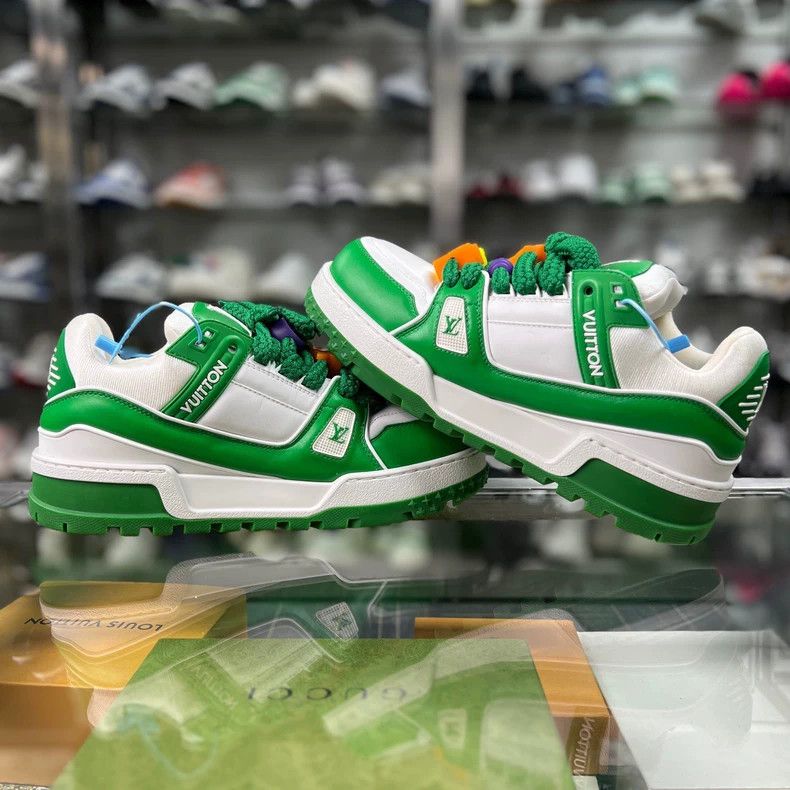 Louis Vuitton LV Trainer Maxi Sneakers in White Green Size US 8.5 / EU 41-42 - 4 Thumbnail