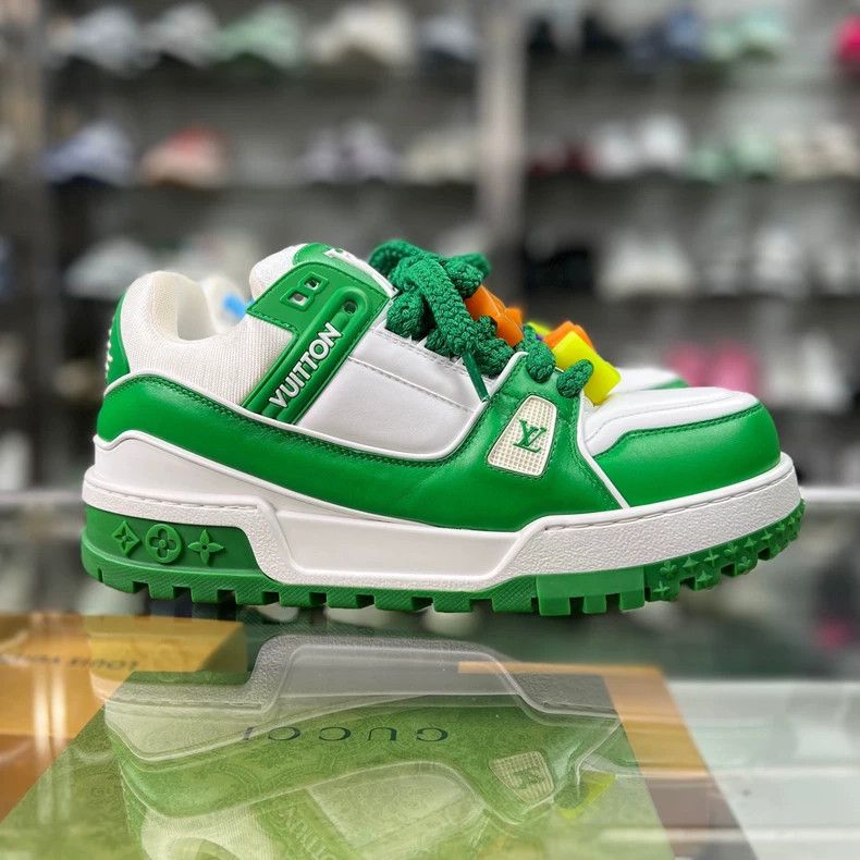 Louis Vuitton LV Trainer Maxi Sneakers in White Green Size US 8.5 / EU 41-42 - 3 Thumbnail