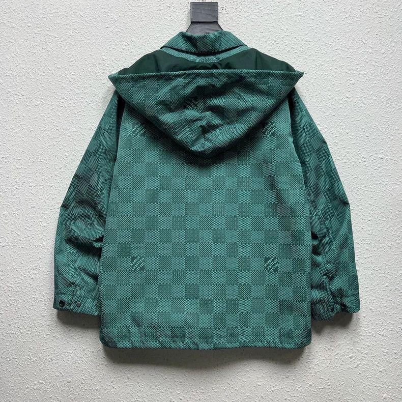 Louis Vuitton Louis Vuitton Green Checkered Hooded Jacket Size US L / EU 52-54 / 3 - 2 Thumbnail