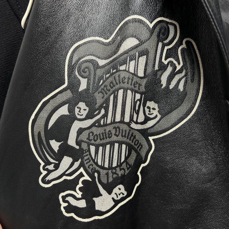 Louis Vuitton Louis Vuitton Black Leather Sleeve Baseball Jacket Size US L / EU 52-54 / 3 - 7 Thumbnail