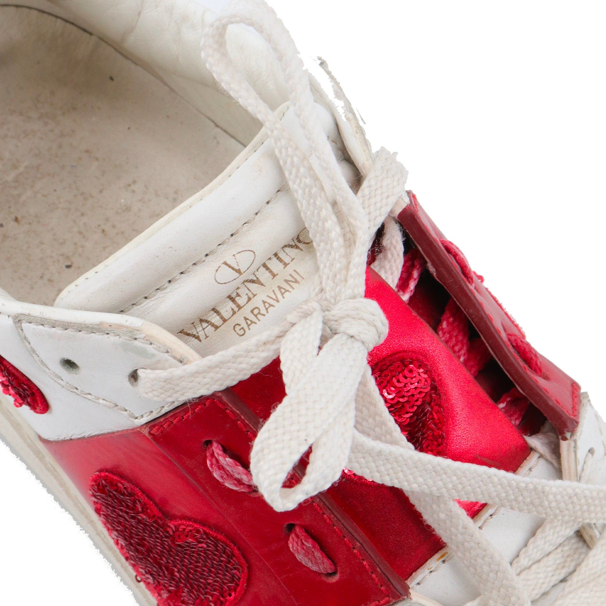 Valentino VALENTINO - Valentino Open sneakers in white and red leather (Size 36) Size US 5 / IT 35 - 6 Thumbnail