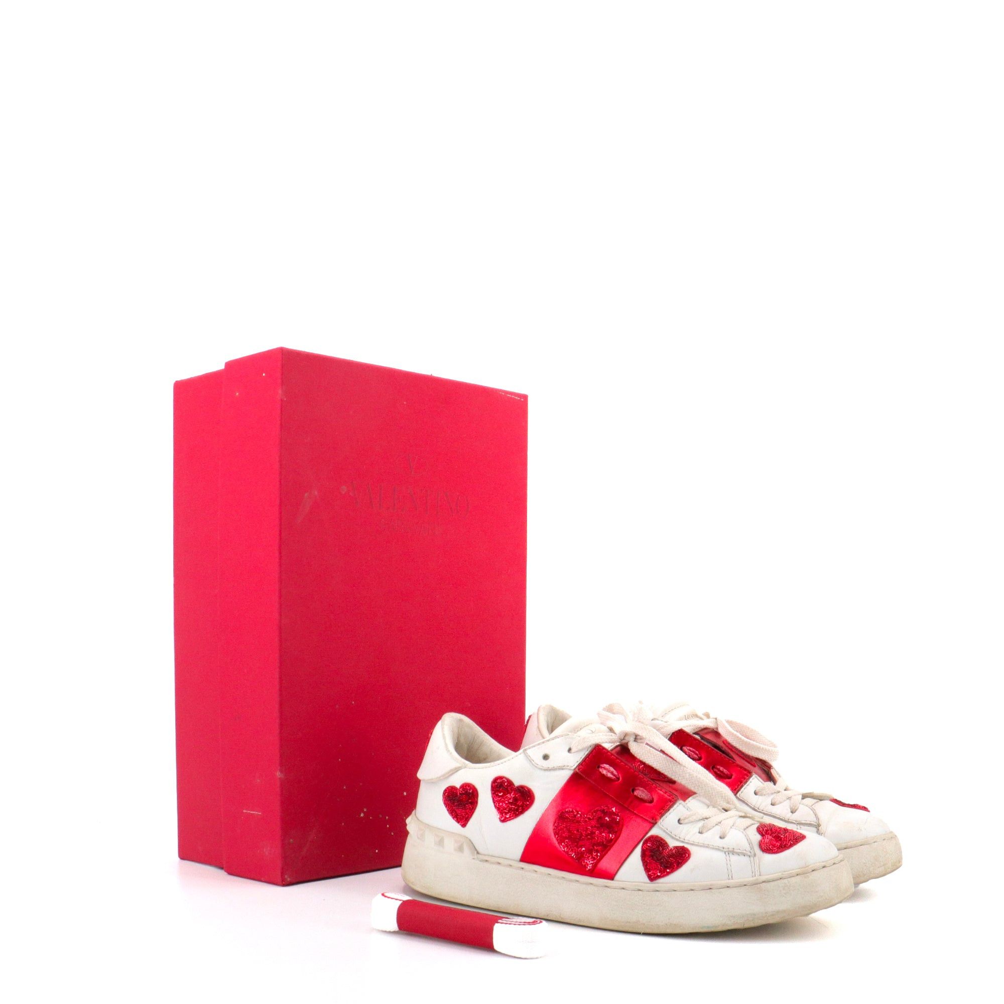 Valentino VALENTINO - Valentino Open sneakers in white and red leather (Size 36) Size US 5 / IT 35 - 7 Thumbnail