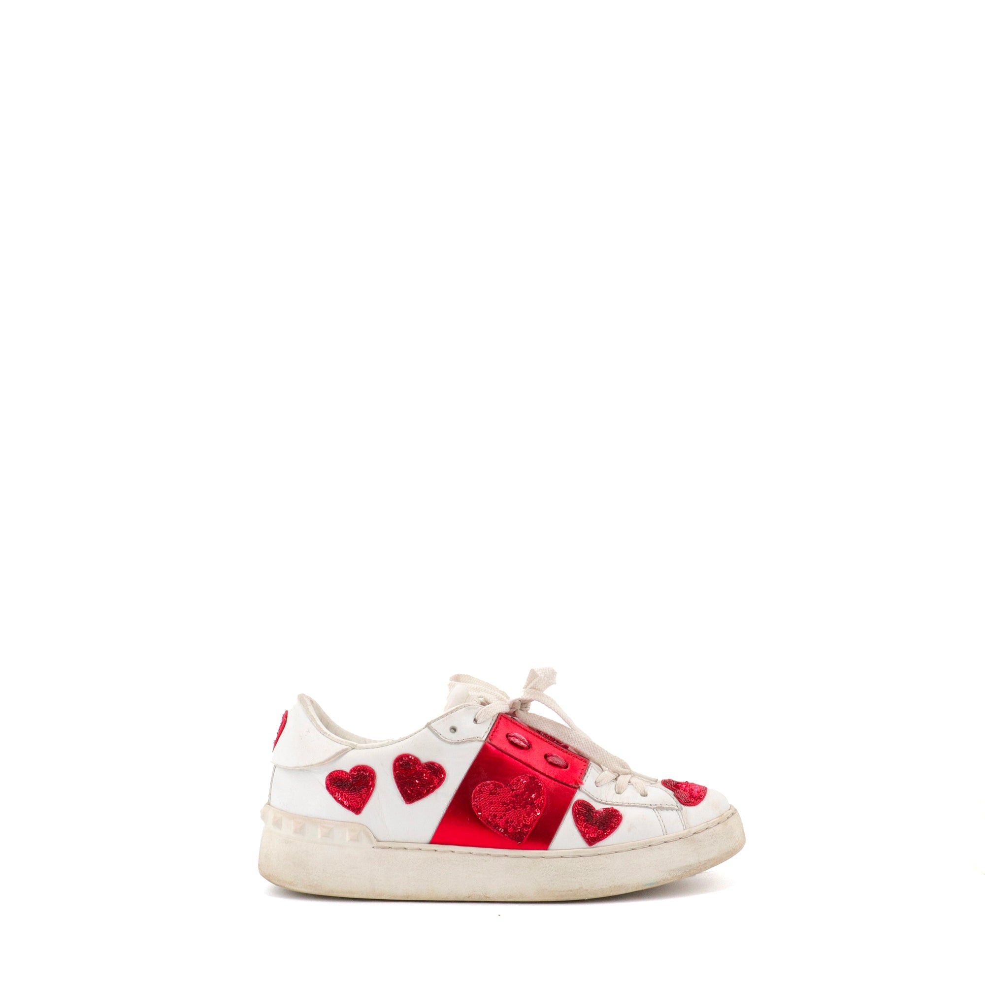 Valentino VALENTINO - Valentino Open sneakers in white and red leather (Size 36) Size US 5 / IT 35 - 2 Thumbnail