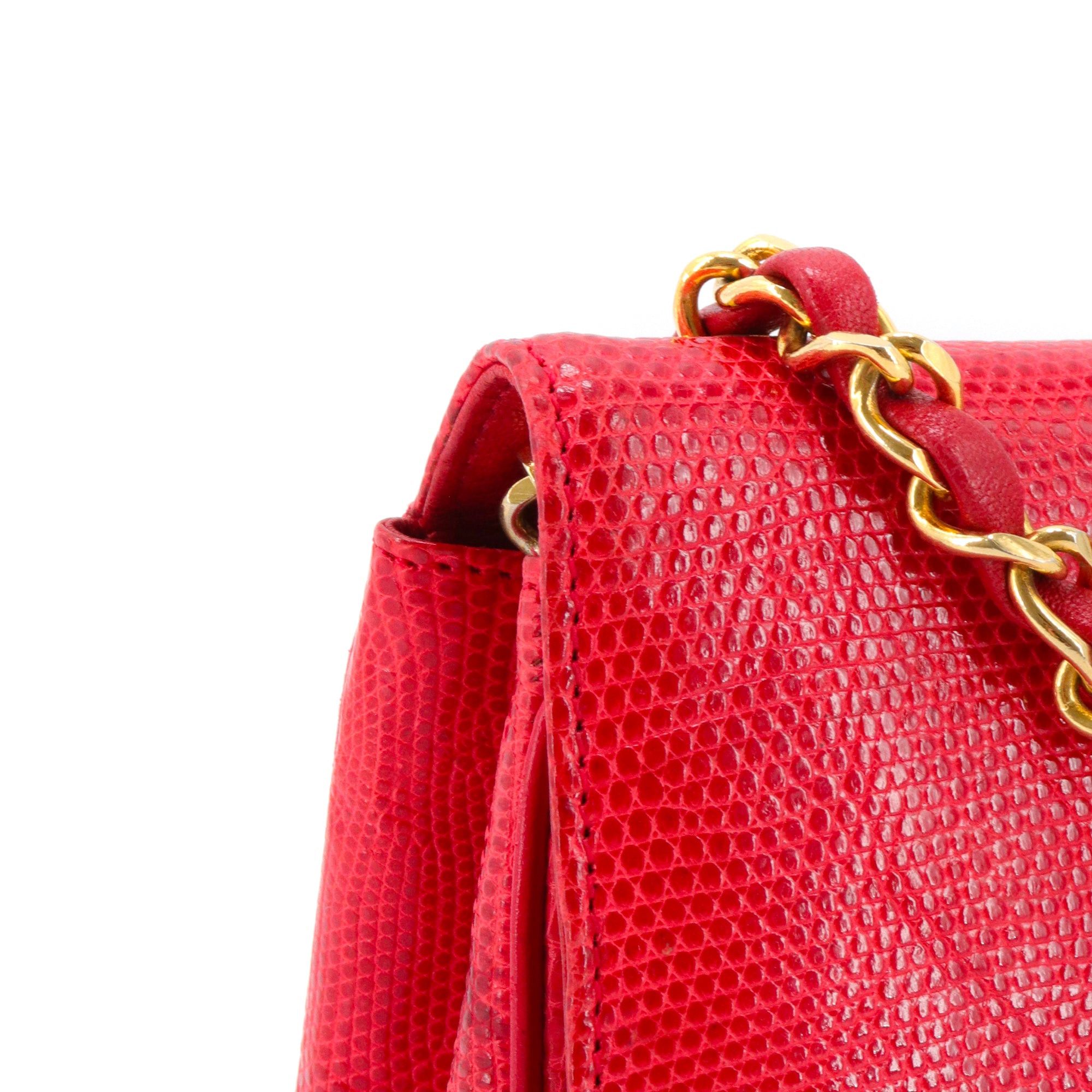 Chanel CHANEL - Chanel Classic/Timeless Mini Square Shoulder Bag in Red Lizard Size ONE SIZE - 7 Thumbnail