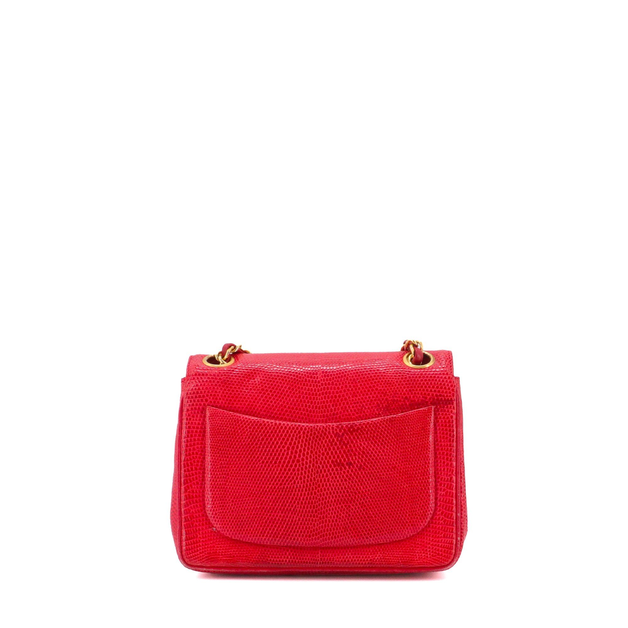 Chanel CHANEL - Chanel Classic/Timeless Mini Square Shoulder Bag in Red Lizard Size ONE SIZE - 3 Thumbnail