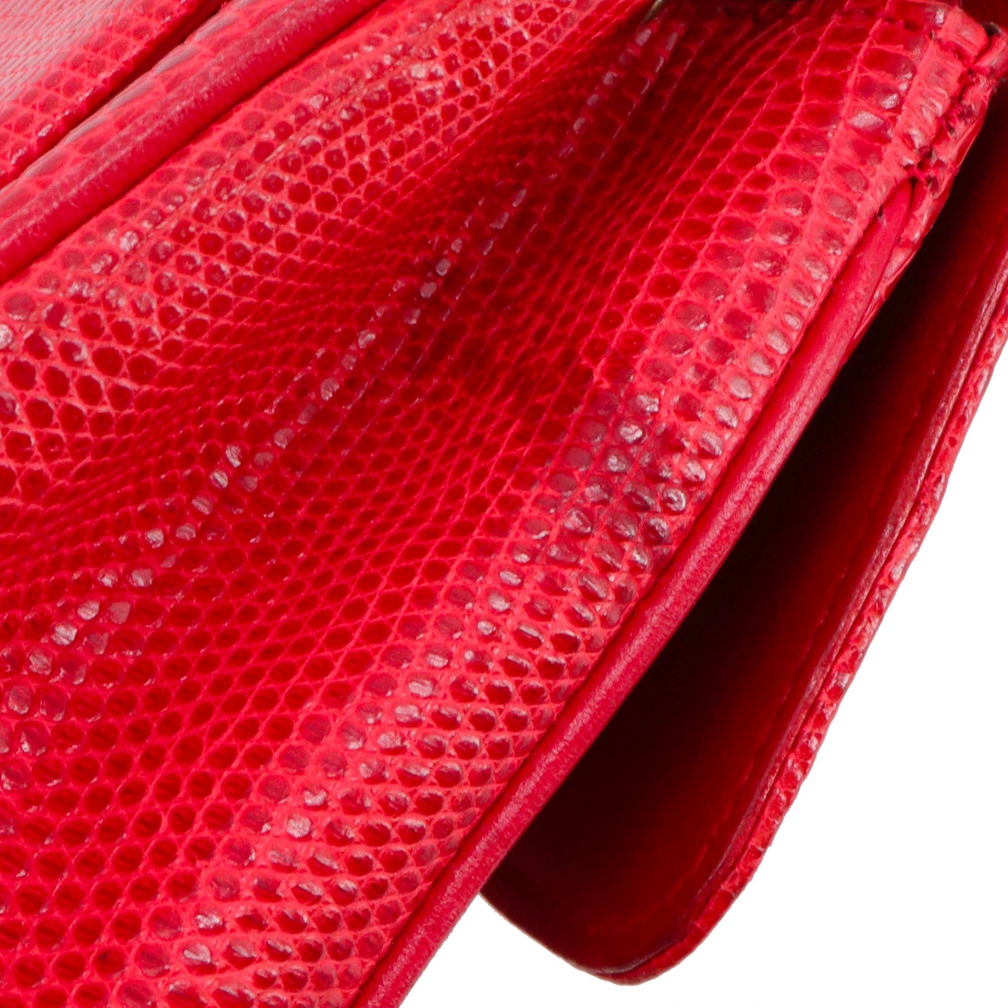 Chanel CHANEL - Chanel Classic/Timeless Mini Square Shoulder Bag in Red Lizard Size ONE SIZE - 9 Thumbnail