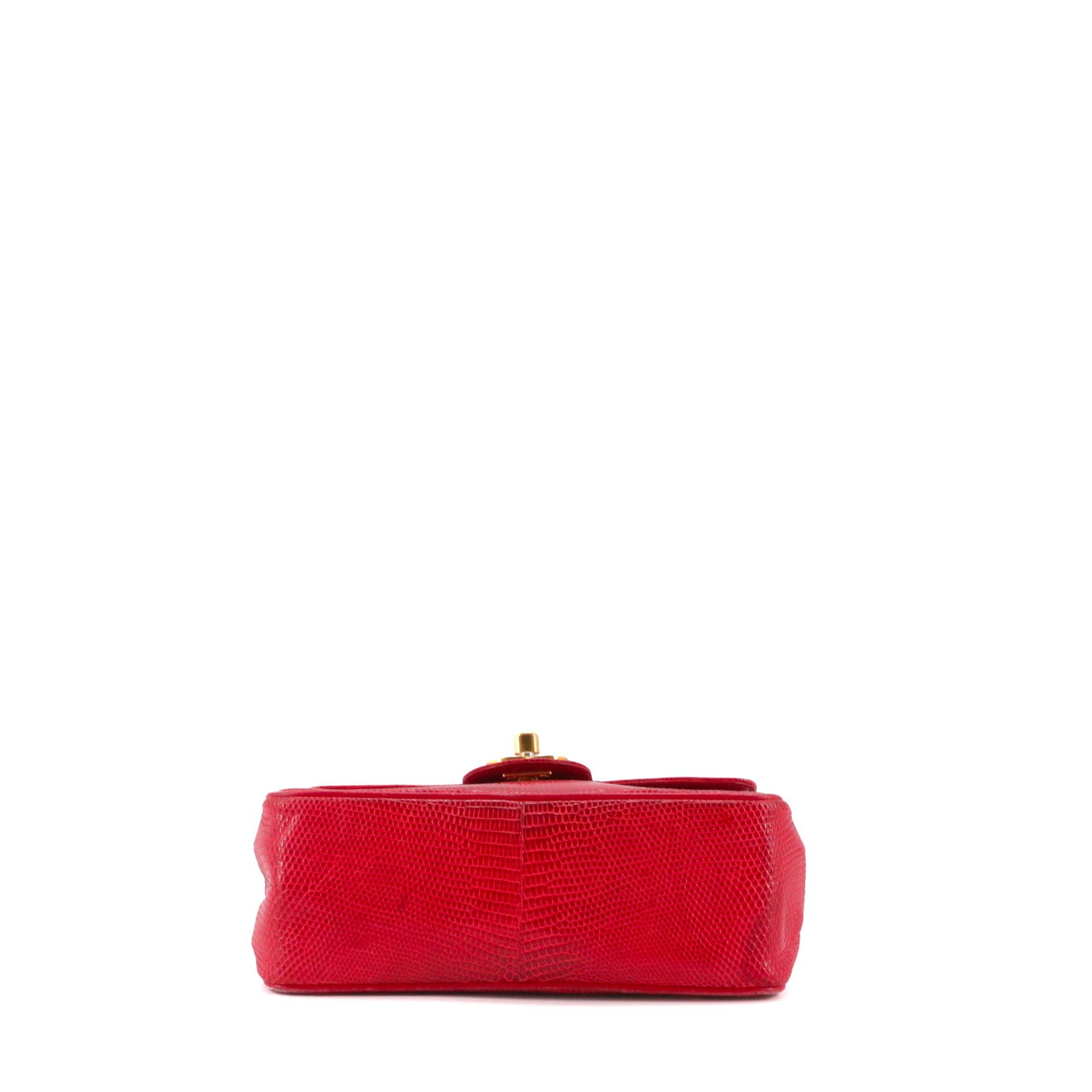 Chanel CHANEL - Chanel Classic/Timeless Mini Square Shoulder Bag in Red Lizard Size ONE SIZE - 4 Thumbnail
