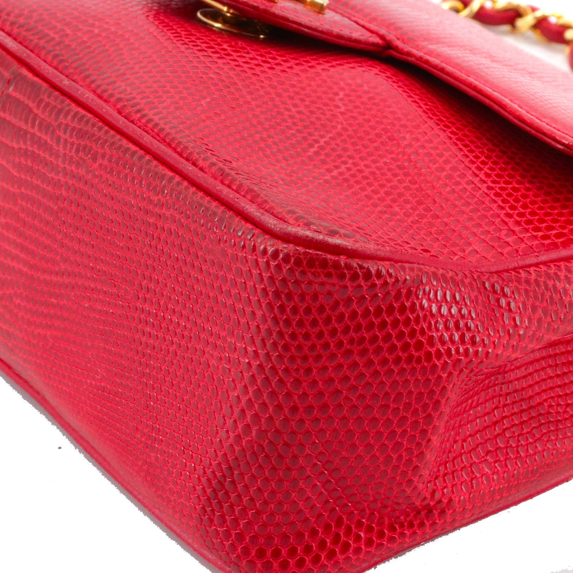 Chanel CHANEL - Chanel Classic/Timeless Mini Square Shoulder Bag in Red Lizard Size ONE SIZE - 8 Thumbnail