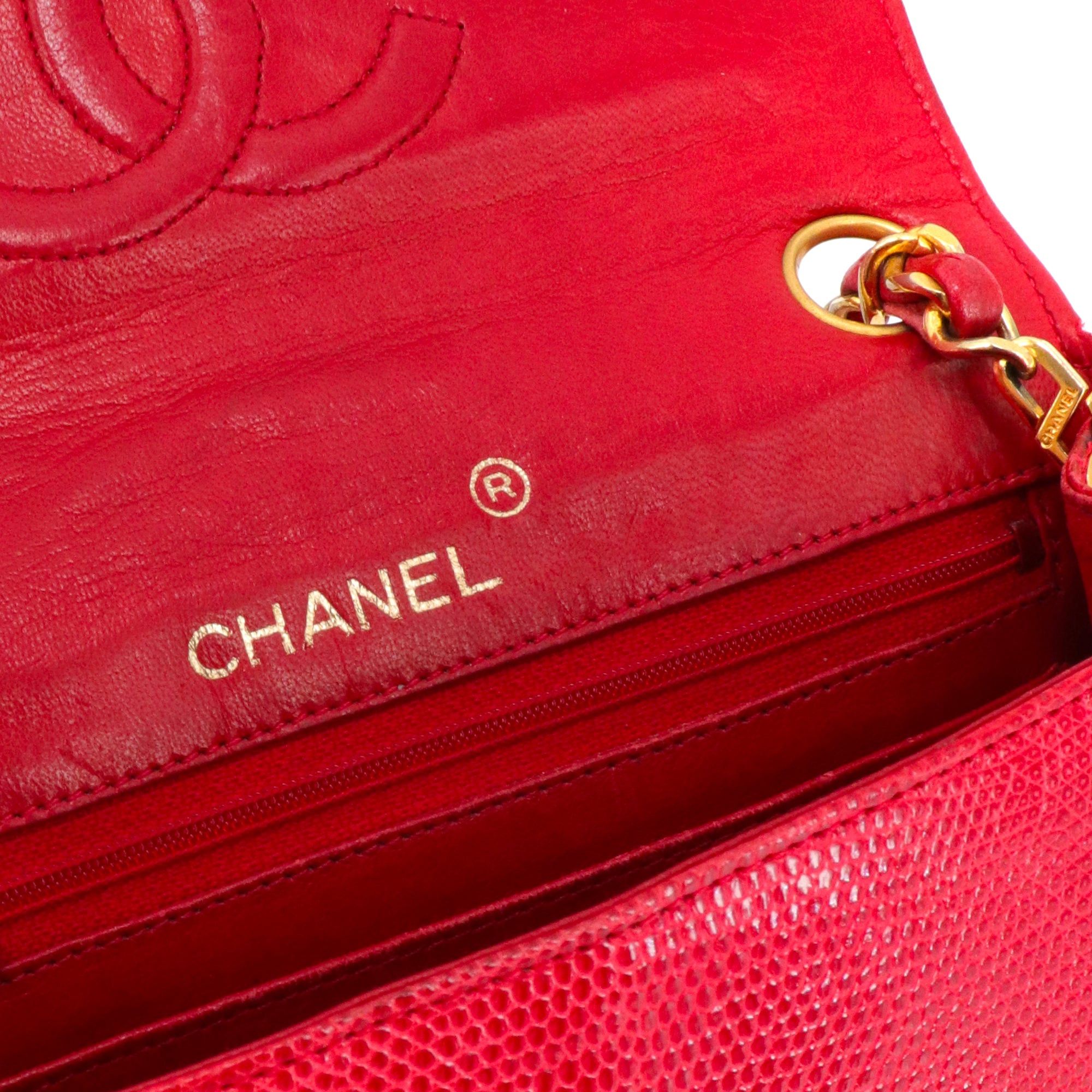 Chanel CHANEL - Chanel Classic/Timeless Mini Square Shoulder Bag in Red Lizard Size ONE SIZE - 10 Thumbnail