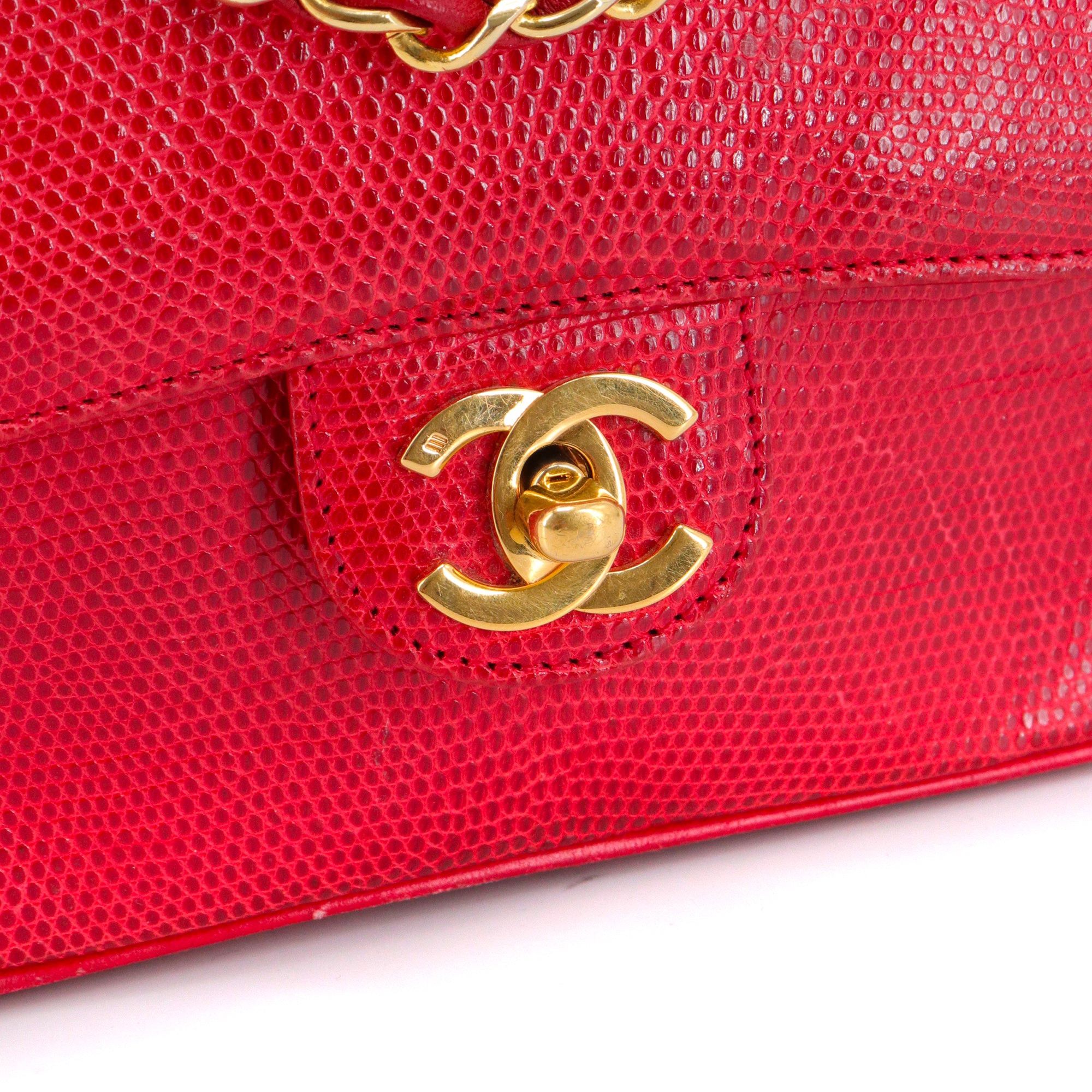 Chanel CHANEL - Chanel Classic/Timeless Mini Square Shoulder Bag in Red Lizard Size ONE SIZE - 6 Thumbnail