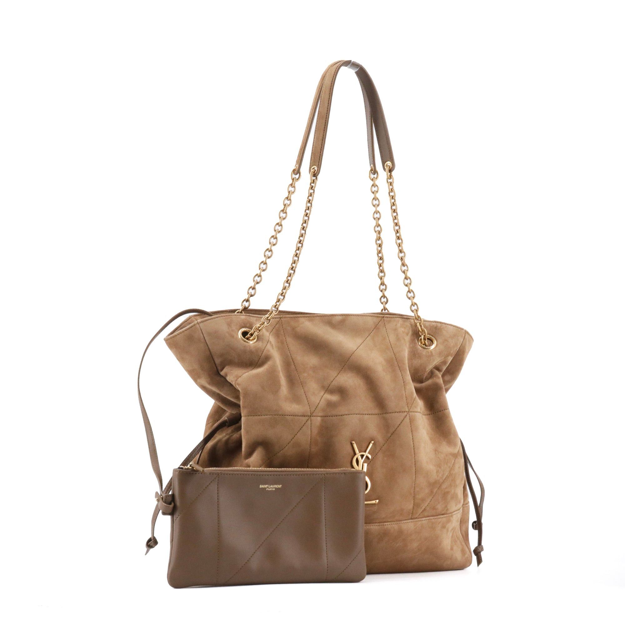 Saint Laurent Paris SAINT LAURENT - Jamie Shopping Saint Laurent handbag in brown suede Size ONE SIZE - 2 Thumbnail