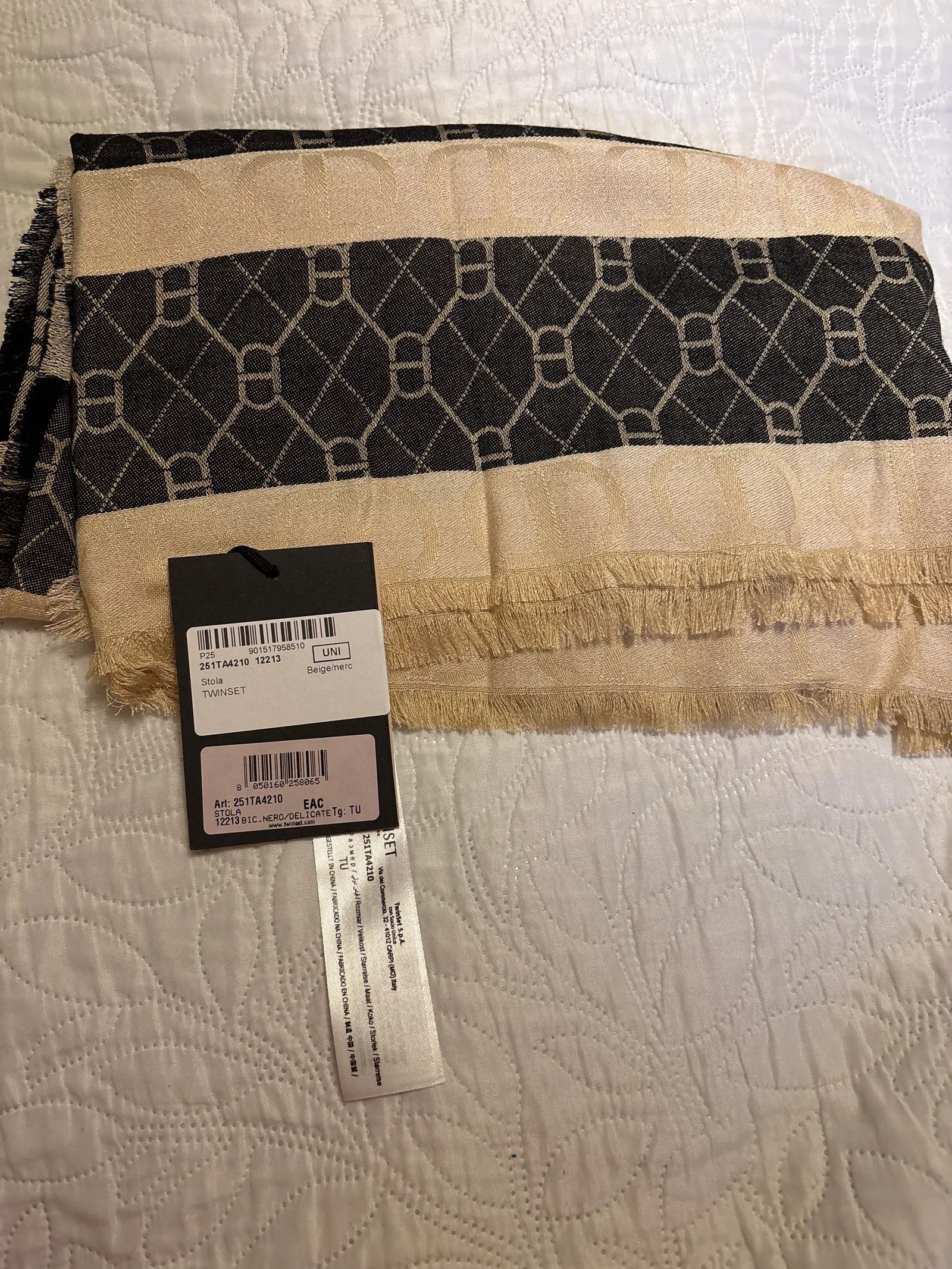 TWINSET Twin Set Jacquard stole with Oval T all over Scarf Size ONE SIZE - 2 Thumbnail