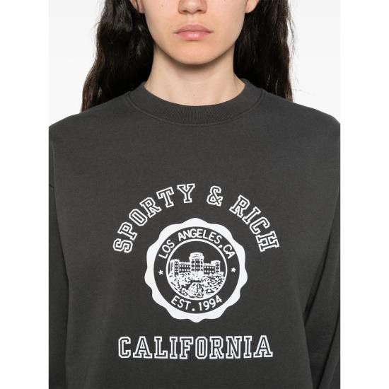 Sporty & Rich SPORTY & RICH Women Tops ST071622508BA FADBK BLACK Size L / US 10 / IT 46 - 4 Thumbnail