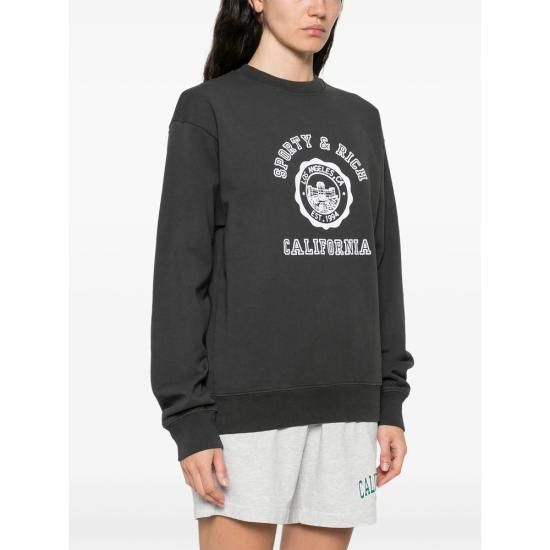 Sporty & Rich SPORTY & RICH Women Tops ST071622508BA FADBK BLACK Size L / US 10 / IT 46 - 3 Thumbnail