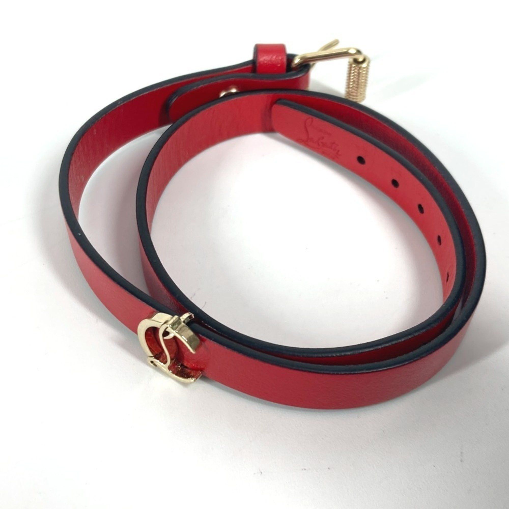 Christian Louboutin Christian Louboutin 1205077 Loubilink CL logo double bracelet accessory leather ladies red Size ONE SIZE - 5 Thumbnail
