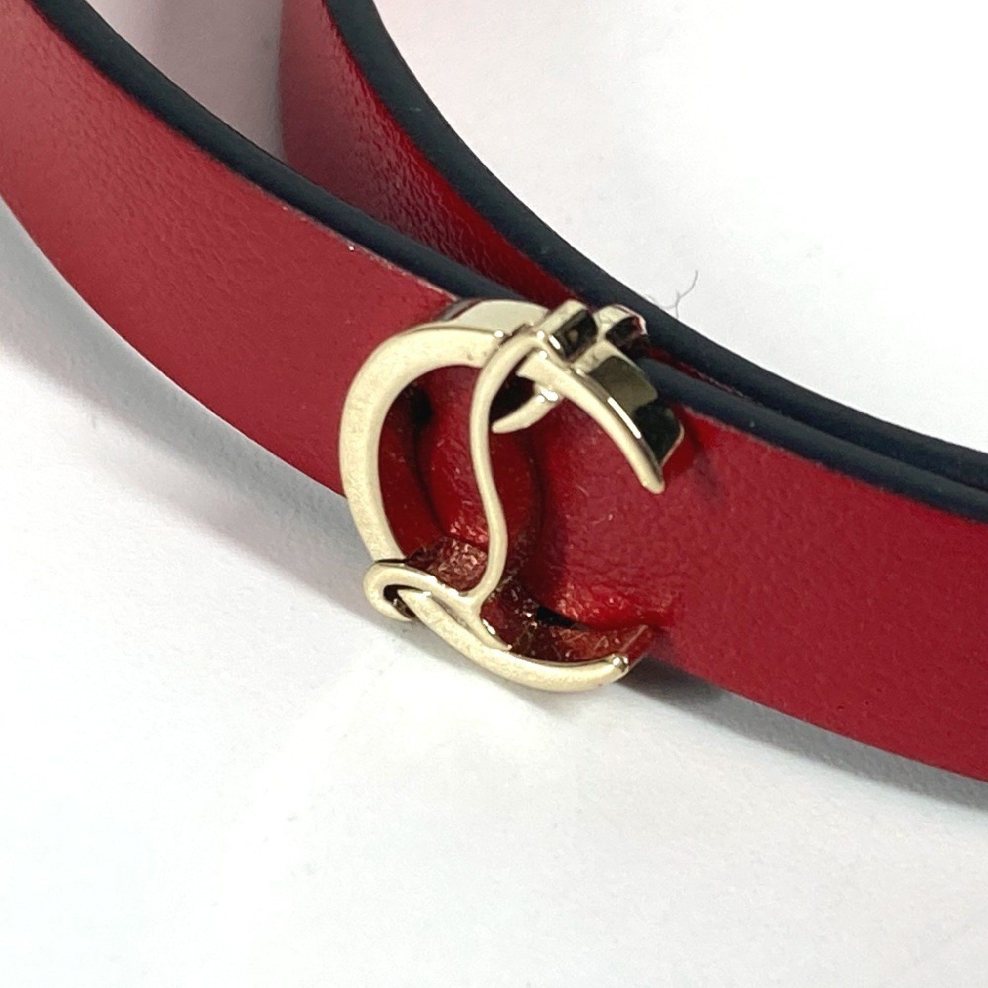 Christian Louboutin Christian Louboutin 1205077 Loubilink CL logo double bracelet accessory leather ladies red Size ONE SIZE - 6 Thumbnail