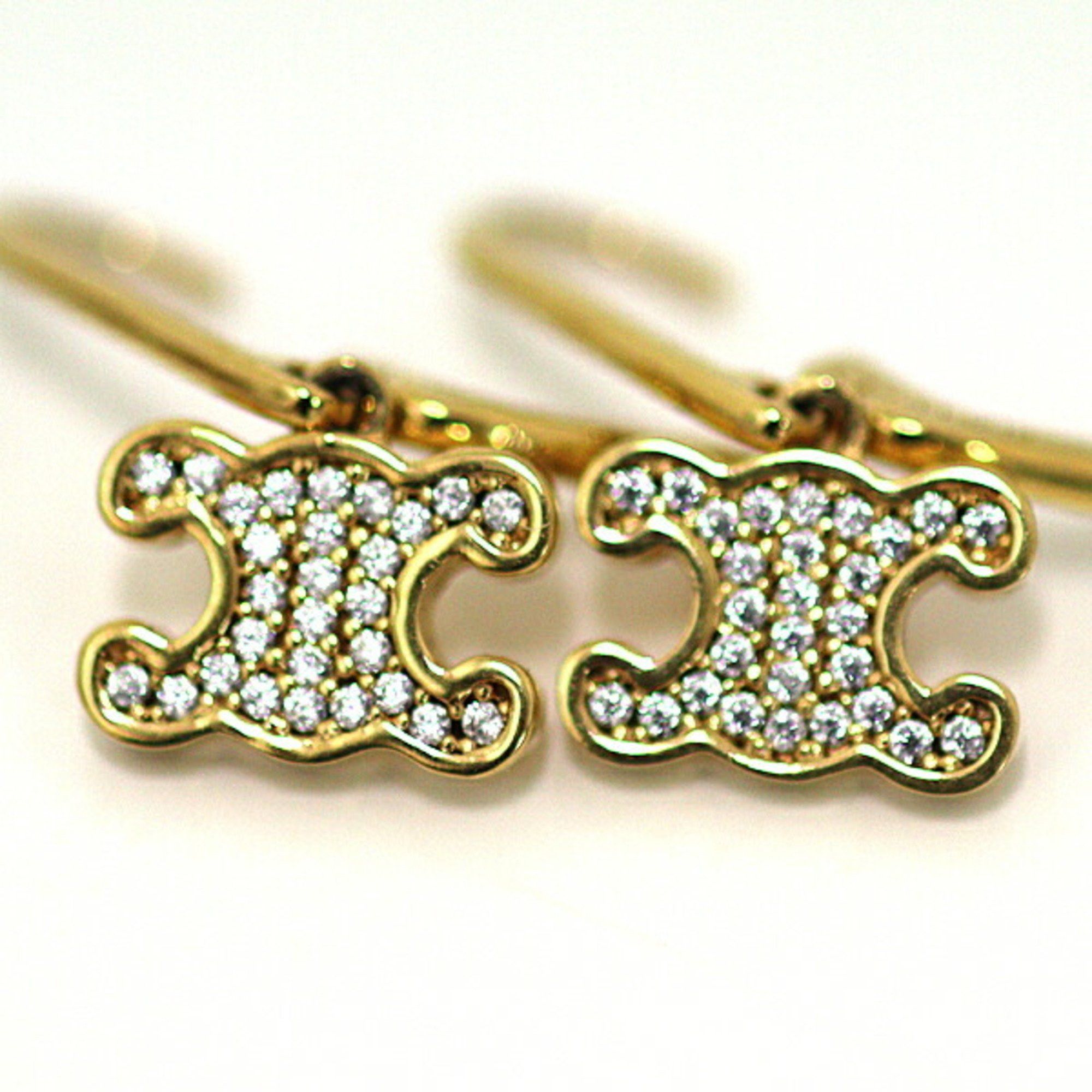 Celine CELINE Triomphe Earrings Metal Gold F-04605 Size ONE SIZE - 5 Thumbnail