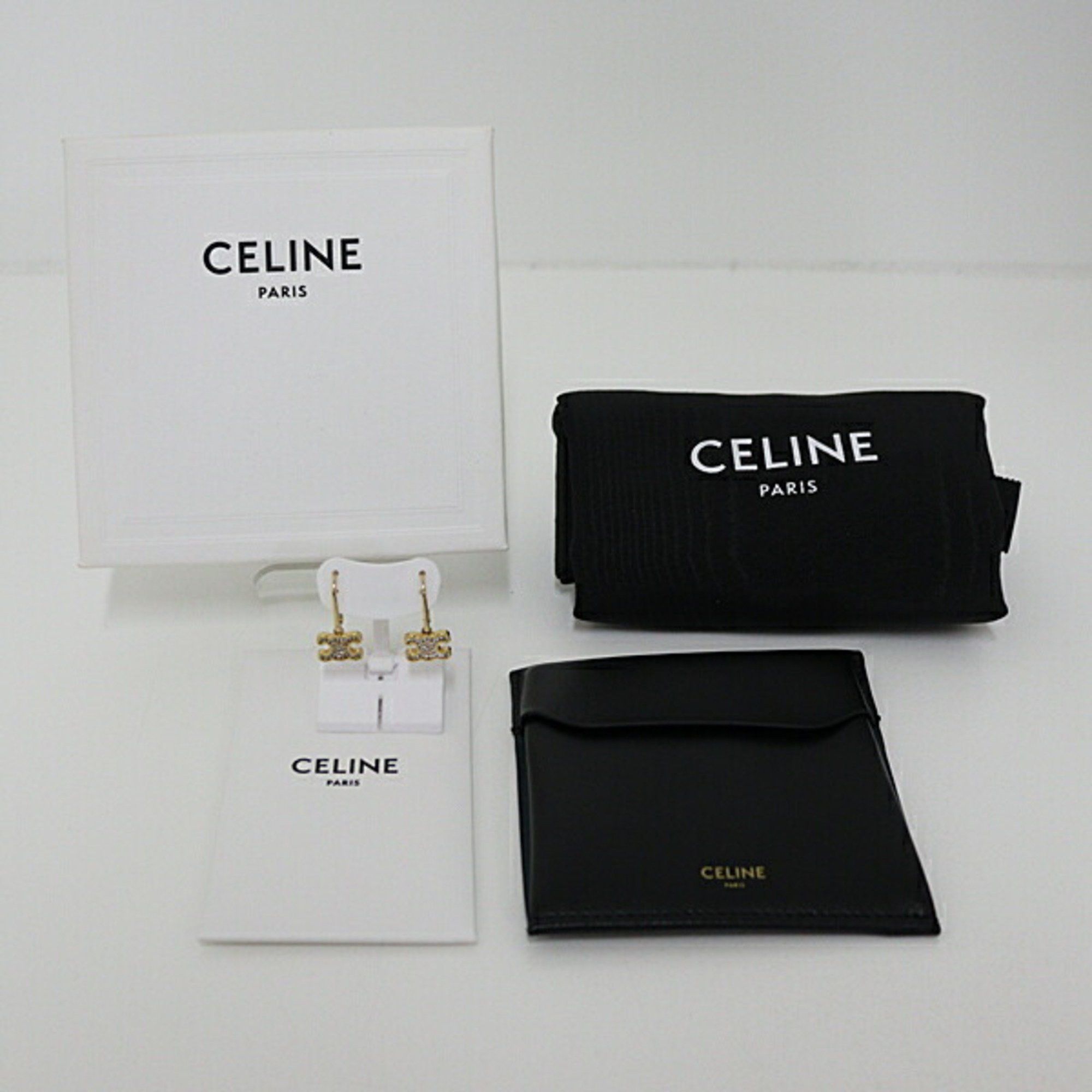Celine CELINE Triomphe Earrings Metal Gold F-04605 Size ONE SIZE - 6 Thumbnail
