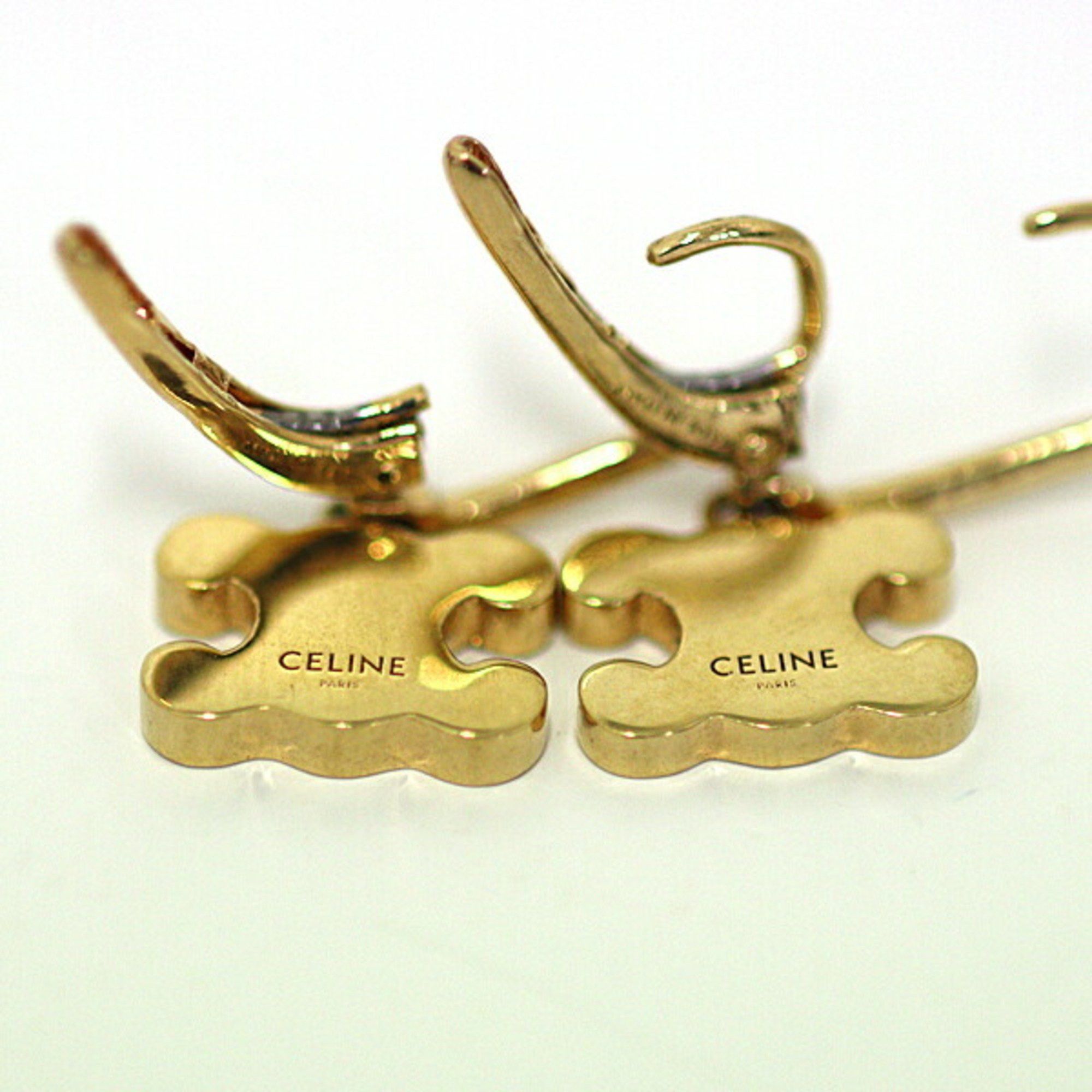 Celine CELINE Triomphe Earrings Metal Gold F-04605 Size ONE SIZE - 4 Thumbnail