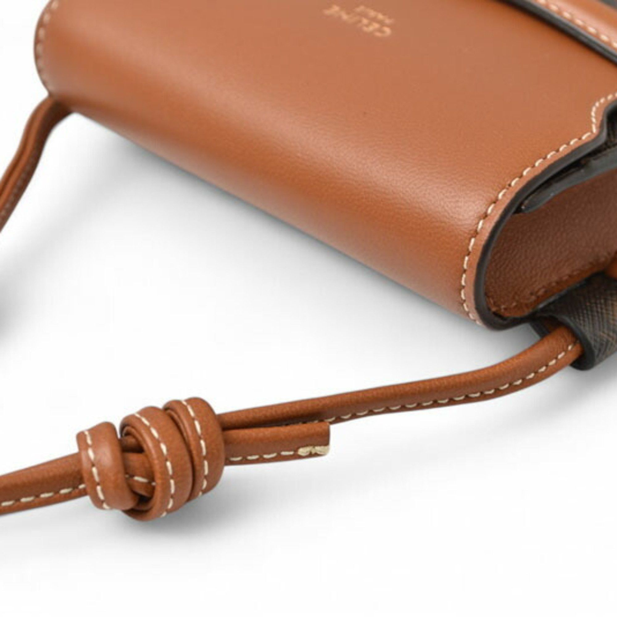 Celine Celine Shoulder Bag Phone Pouch Triomphe Brown CELINE 10G332CQD 04LU PHONE POUCH WITH FLAP TAN Smartphone Case Unisex Size ONE SIZE - 6 Thumbnail