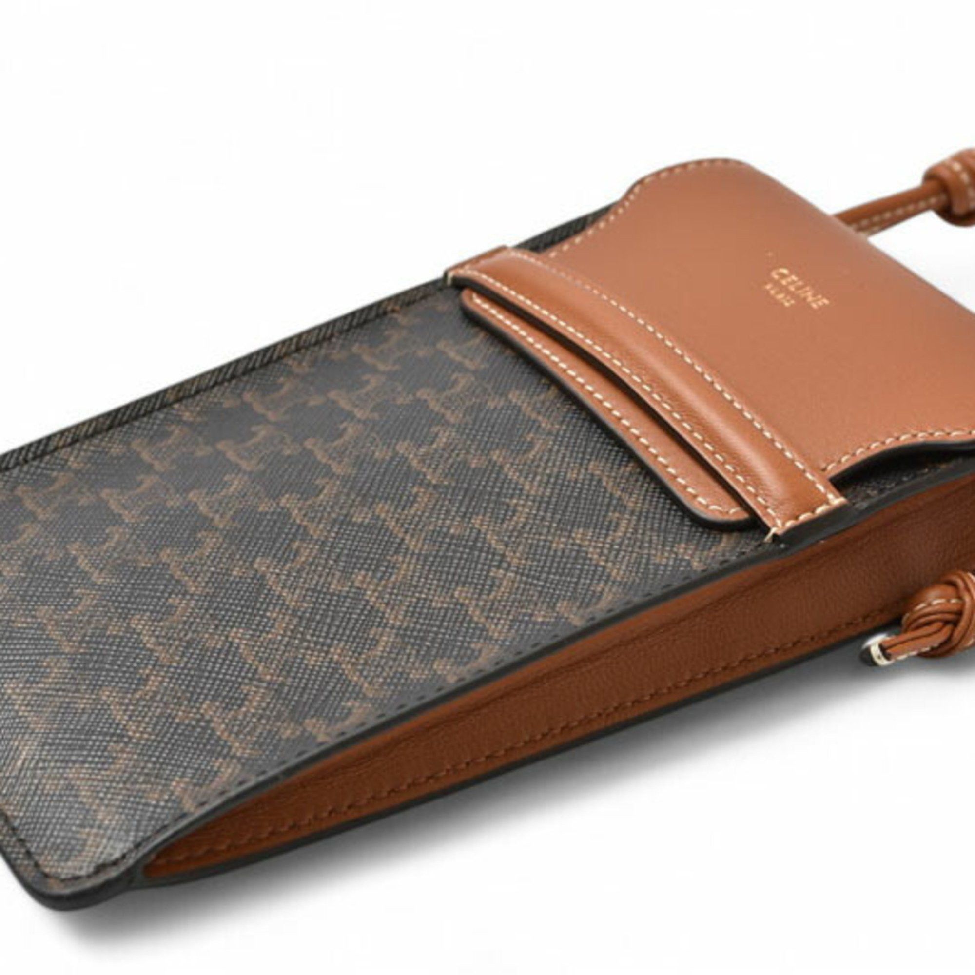 Celine Celine Shoulder Bag Phone Pouch Triomphe Brown CELINE 10G332CQD 04LU PHONE POUCH WITH FLAP TAN Smartphone Case Unisex Size ONE SIZE - 3 Thumbnail
