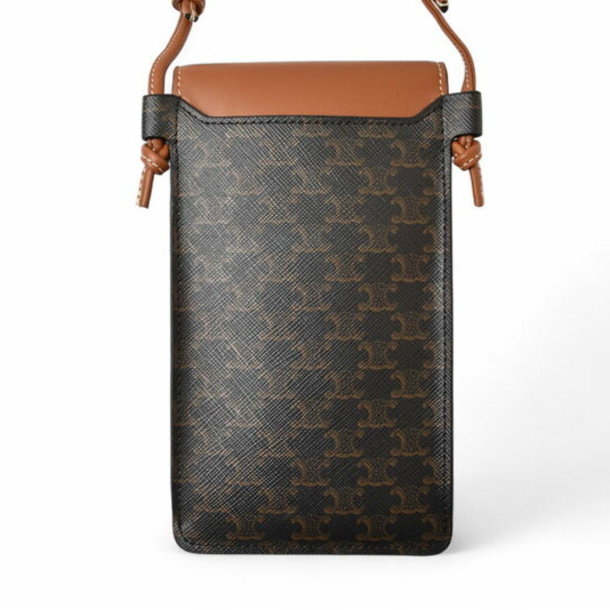 Celine Celine Shoulder Bag Phone Pouch Triomphe Brown CELINE 10G332CQD 04LU PHONE POUCH WITH FLAP TAN Smartphone Case Unisex Size ONE SIZE - 5 Thumbnail