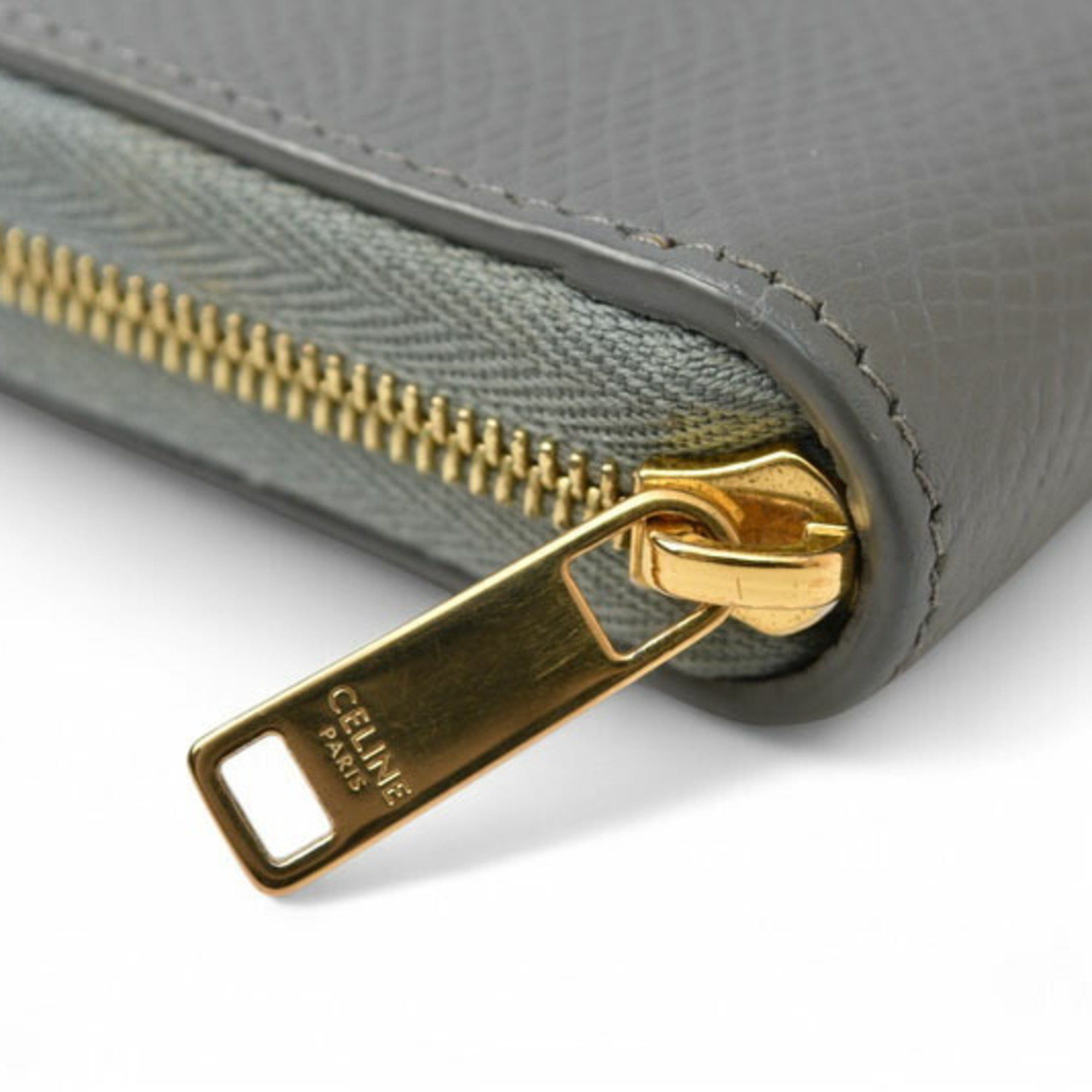 Celine CELINE Wallet Long Large Zip Calfskin Grey 10B553EL.09 Size ONE SIZE - 6 Thumbnail