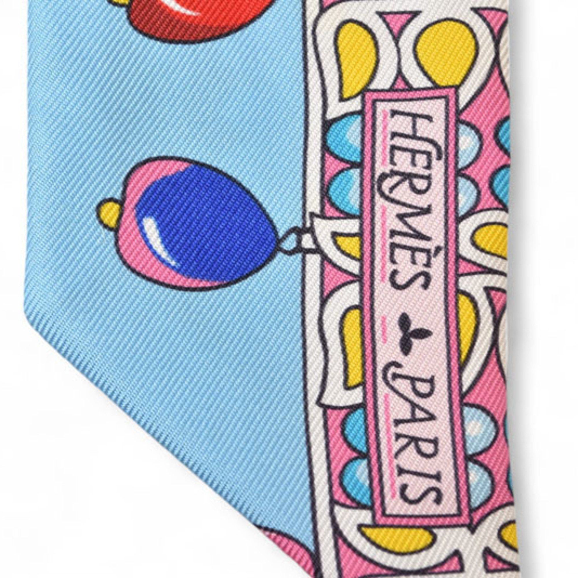 Hermes Hermes Twilly Scarf Muffler HERMES Silk Twill PARURES DES MAHARAJAS Maharaja's Jewelry Light Blue Size ONE SIZE - 3 Thumbnail
