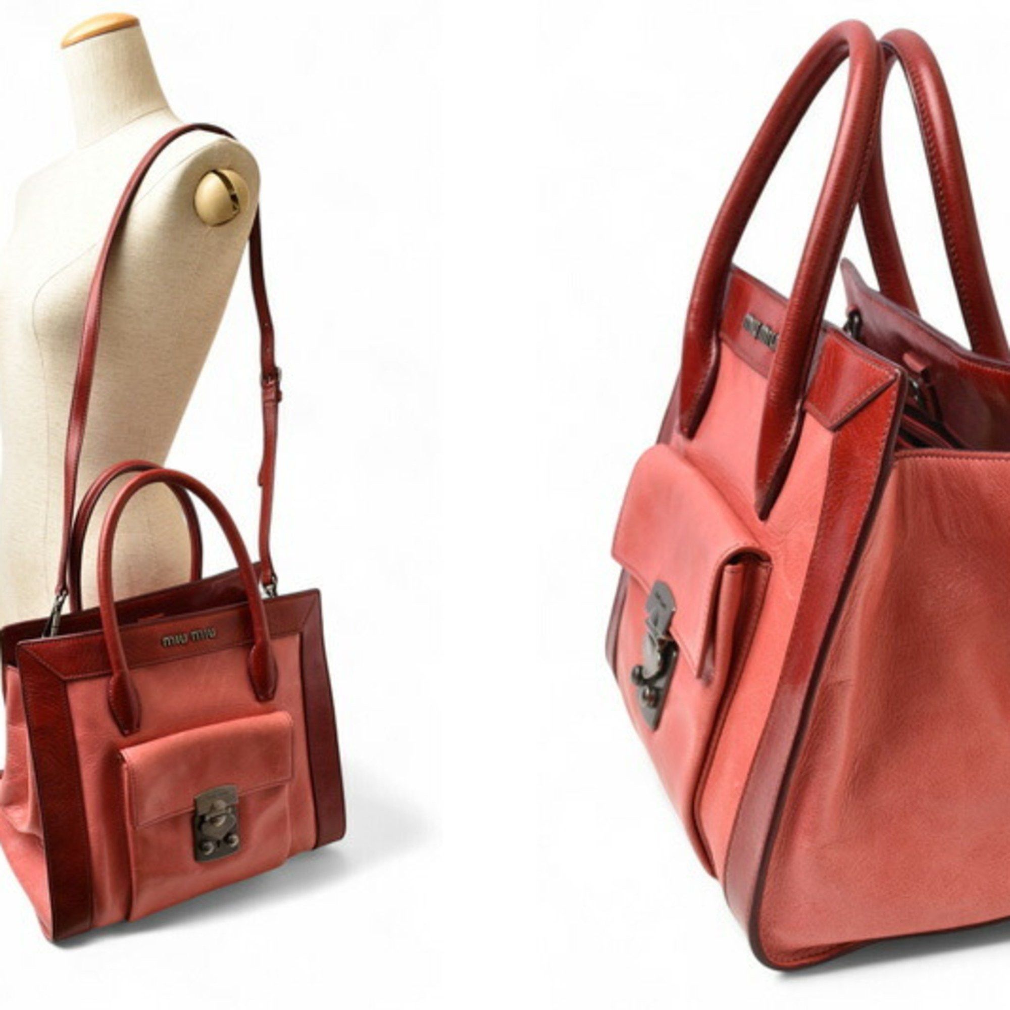 Miu Miu Miu Miu Miu Shoulder Bag Handbag miumiu RN0943 Leather ROSA RUBINO 2way Size ONE SIZE - 3 Thumbnail