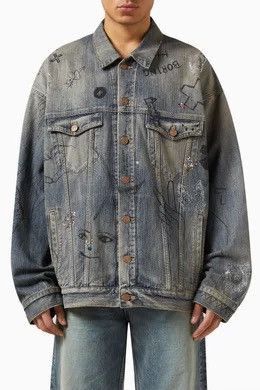 Balenciaga Balenciaga Rhinestones Scribble Denim Jacket Size US XL / EU 56 / 4 - 3 Thumbnail