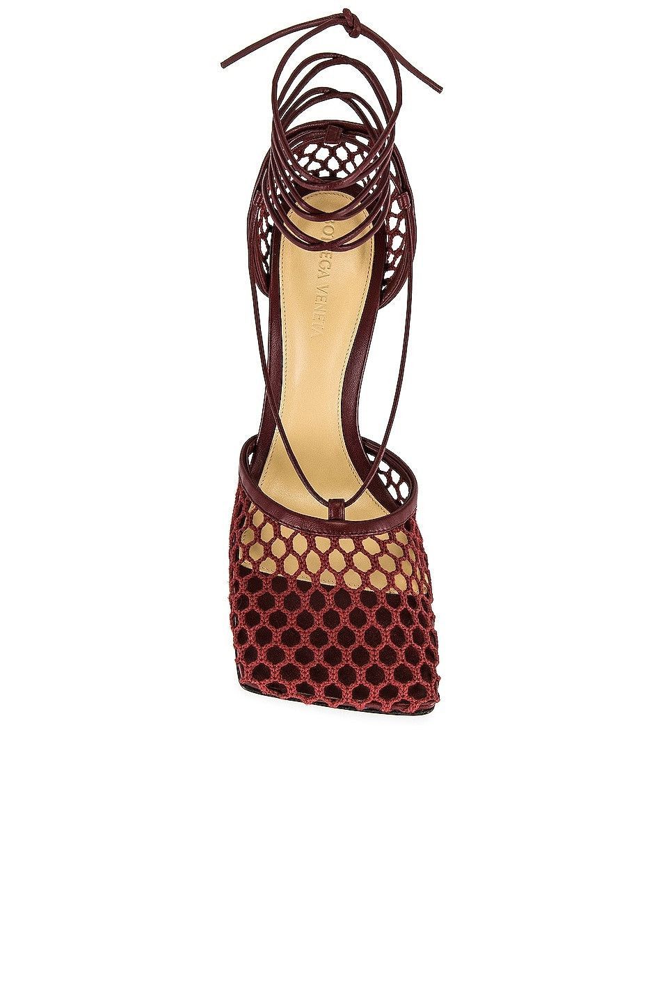 Bottega Veneta Stretch Mesh Lace-Up Sandal in Burgundy Size US 11 / IT 41 - 4 Thumbnail